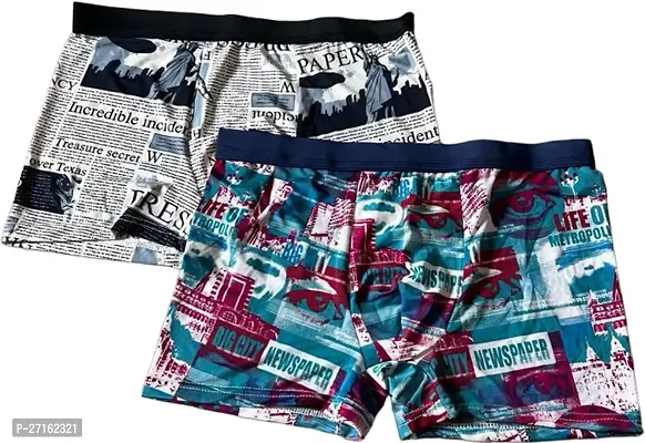 Mens Printed Boxer Trunk Underwear Silk Brief - (COMBO OF 2)-thumb0