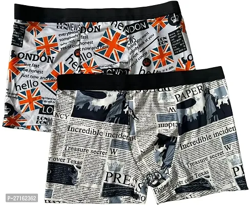 Classic Mens Printed Boxer Trunk Underwear Silk Brief - (COMBO OF 2)-thumb0