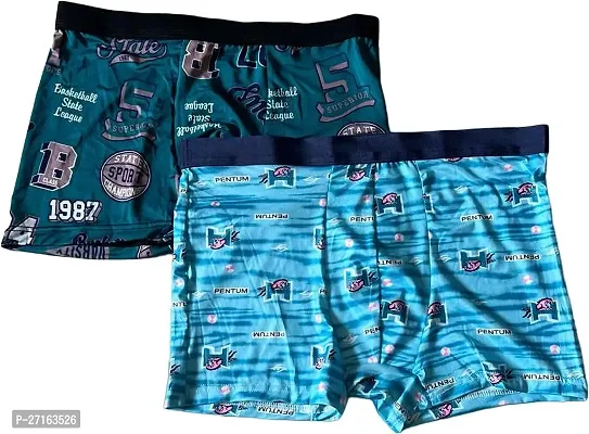 Global Mens Printed Boxer Trunk Underwear Silk Brief - (COMBO OF 2)