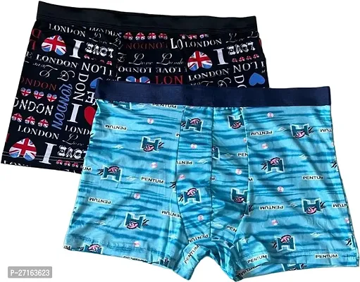 Royal Mens Printed Boxer Trunk Underwear Silk Brief - (COMBO OF 2)