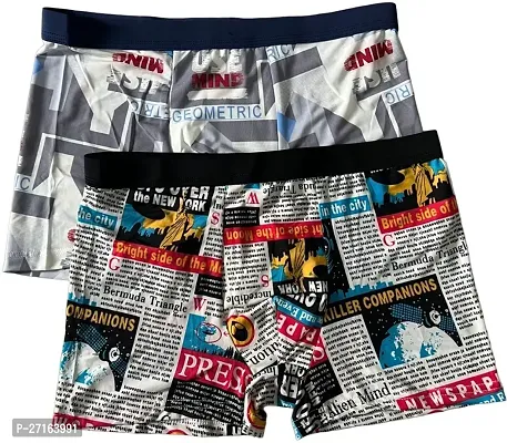All Day Mens Printed Boxer Trunk Underwear Silk Brief - (COMBO OF 2)