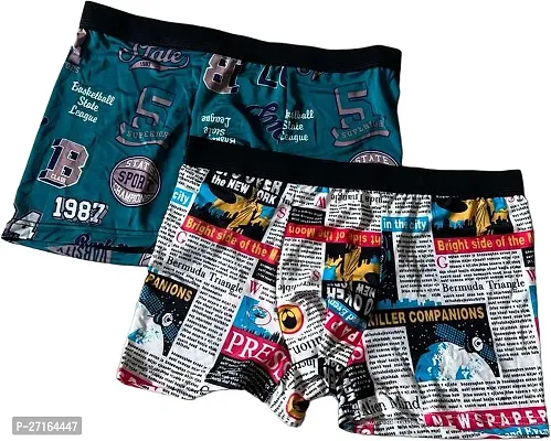 Superior Mens Printed Boxer Trunk Underwear Silk Brief - (COMBO OF 2)