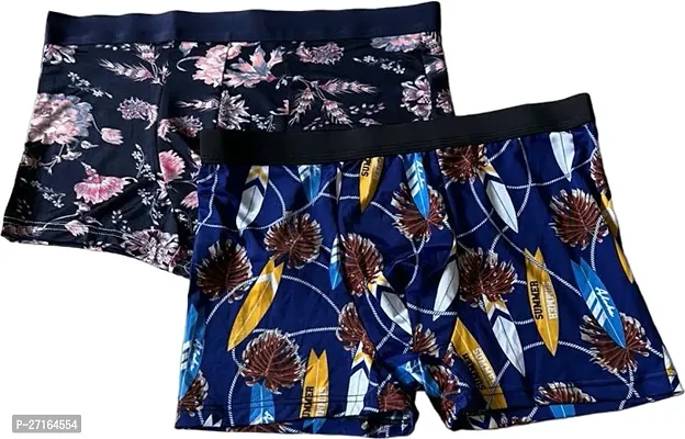 Premium Mens Printed Boxer Trunk Underwear Silk Brief - (COMBO OF 2)