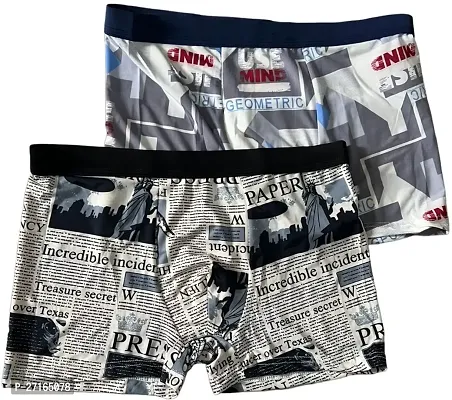 Perfect Mens Printed Boxer Trunk Underwear Silk Brief - (COMBO OF 2)