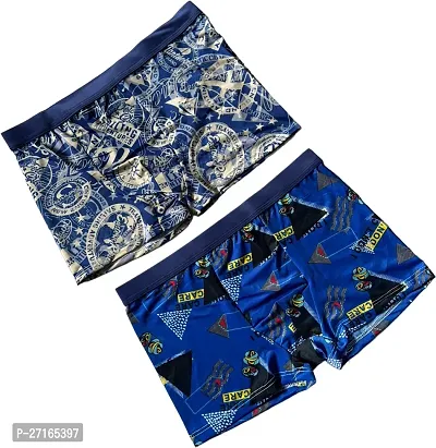 Royal Classy Mens Printed Boxer Trunk Underwear Silk Brief - (COMBO OF 2)