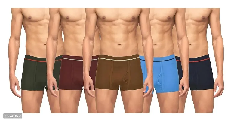 PACK OF 2 - Men's Pure Solid Cotton Trunk Underwear - Assorted Color-thumb3