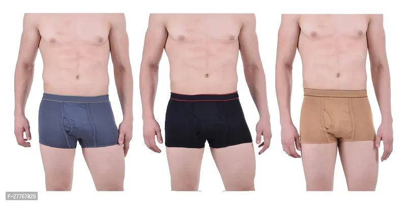 PACK OF 3 - Men's Soft Cotton Trunk Underwear - Assorted Color