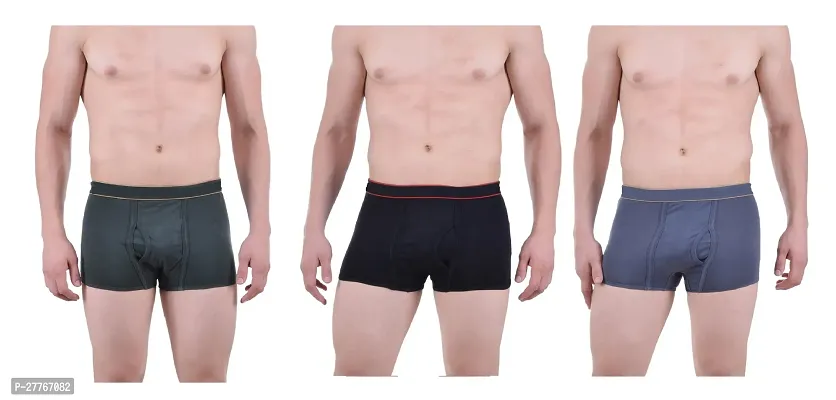 PACK OF 3 - Men's Solid Cotton Trunk Underwear - Assorted Color