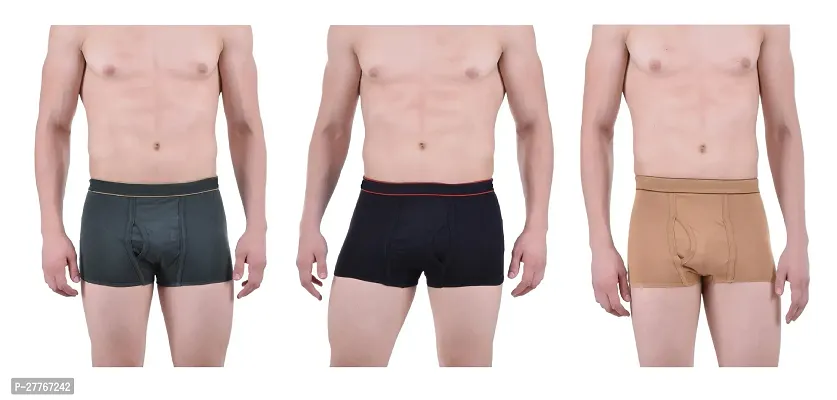 PACK OF 3 - Men's Stylish Cotton Trunk Underwear - Assorted Color