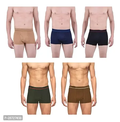 PACK OF 5 - Men's Plain Cotton Trunk Underwear - Assorted Color