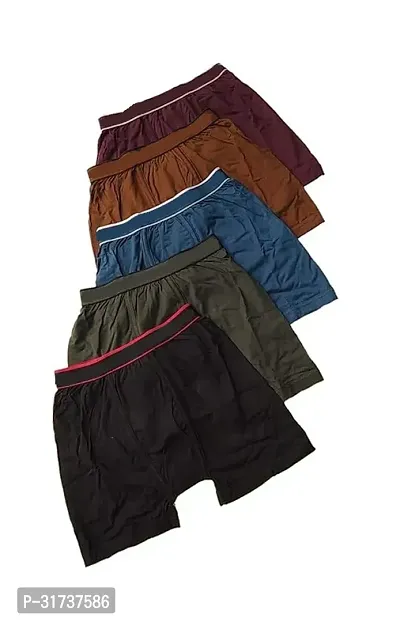 Combo of 5 - Mens Regular Cotton Long Trunk Underwear - Assorted Color