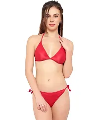 Bra  Panty Set Solid Red Bikini Lingerie Set - Free Size-thumb2