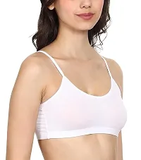 Womens Cotton Non-Wired Non-Padded Seamlace Everyday Sports Bra - White-thumb2