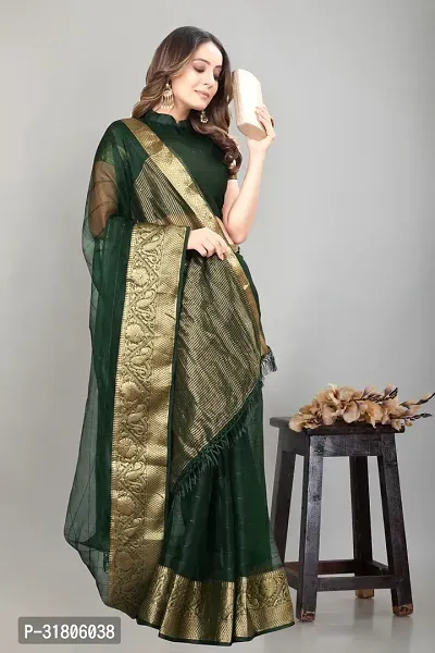 Fancy Chanderi Cotton Saree with Blouse Piece-thumb0