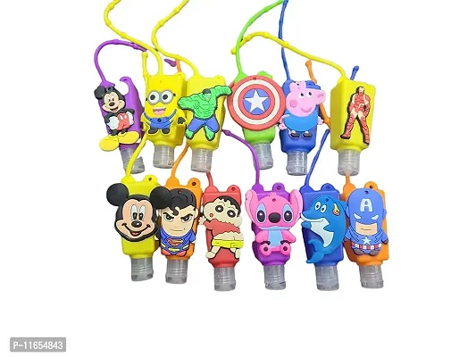 Maha Creation Funky Mix Cartoon and Princess Silicone Holder with Empty Bottles Used as Hand sanitizer, Oil, Shampoo Best for School Going Kids/Birthday Favor/Best for Outside Travelling Pack of 4-thumb0