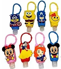 Hand Sanitizer Holder for hand bag 30ml kids cartoon characters with Refill Empty bottles Random Design - PACK OF 3-thumb2