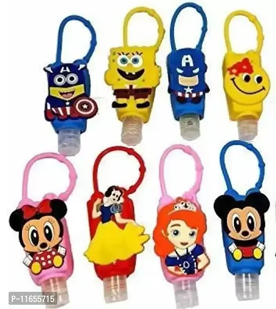 Hand Sanitizer Holder for hand bag 30ml kids cartoon characters with Refill Empty bottles Random Design - PACK OF 3-thumb3