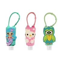 Hand Sanitizer Holder for hand bag 30ml kids cartoon characters with Refill Empty bottles Random Design - PACK OF 3-thumb1