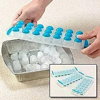 Prishka Toyo Silicone Pop-up Ice Tray with Transparent LID, Ice Tray Freezer,21 Ice Cube Tray, Ice Tray, (Blue, Pink and Red) - (Pack of 4)-thumb2