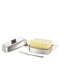 GRADE PLUS Stainless Steel Butter Box Container Dish for 500 Gram with lid and Knife for Fridge/Dining Table/Kitchen, Pack of 1 Butter Dish-thumb2