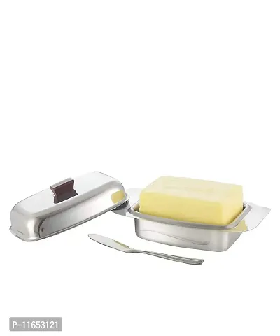 GRADE PLUS Stainless Steel Butter Box Container Dish for 500 Gram with lid and Knife for Fridge/Dining Table/Kitchen, Pack of 1 Butter Dish-thumb3