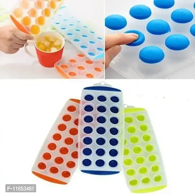 Prishka Toyo Silicone Pop-up Ice Tray with Transparent LID, Ice Tray Freezer,21 Ice Cube Tray, Ice Tray, (Blue, Pink and Red) - (Pack of 4)-thumb4