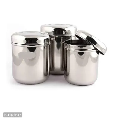 maha ws Stainless Steel Canister Set - 400 ml, Set of 3, Silver