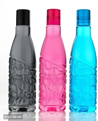 Stylish Crystal Design Water Bottle Set For Multipurpose 1000 Ml Bottle Pack Of 3 Multicolor Plastic-thumb0