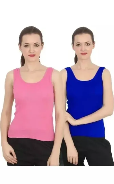 Stylish Fancy Blend Solid Camisoles For Women Pack Of 2