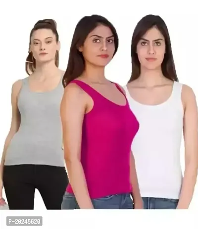 Stylish Fancy Cotton Solid Camisoles For Women Pack Of 3