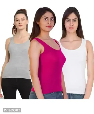 Camisoles Pack of 3 Grey, Pink  White Color-thumb0