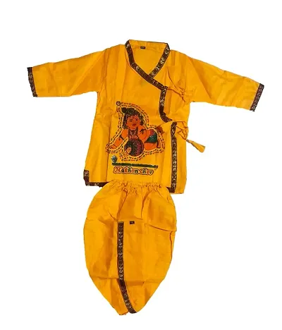 Baby Krishna Kanha Kanhaiya Dhoti Kurta Kids Fancy Dress Costume(Yellow)