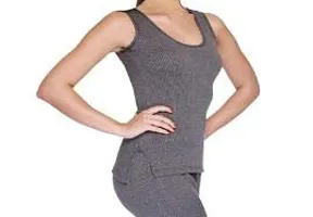 Womens Quilted Thermal Top: Sleeveless Top +  (Dark Grey/Ladies Body Warmer/Female Winter Innerwear)-thumb1