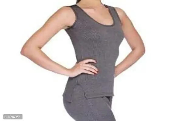 Womens Quilted Thermal Top: Sleeveless Top +  (Dark Grey/Ladies Body Warmer/Female Winter Innerwear)-thumb2