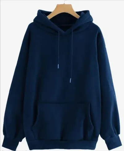 Elegant Blend Solid Long Sleeves Hoodies For Men