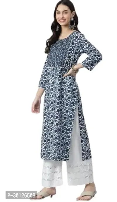 Women Printed Rayon A line Kurta With Bottom Set-thumb0