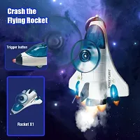 Flying Disc Launcher Outdoor Toy Saucer Sliding Space Rocket Plane Toy for Children-thumb3