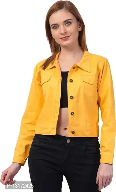 Stylish Fancy Cotton Blend Solid Denim Jacket For Girls