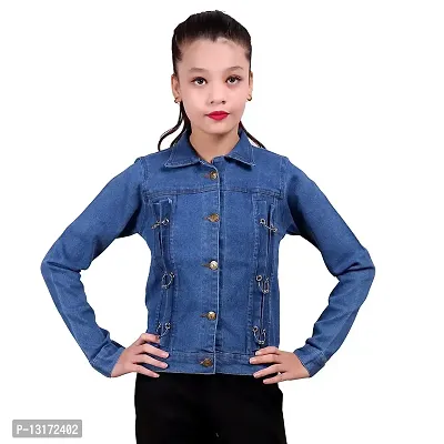 Stylish Fancy Cotton Blend Solid Denim Jacket For Girls-thumb0
