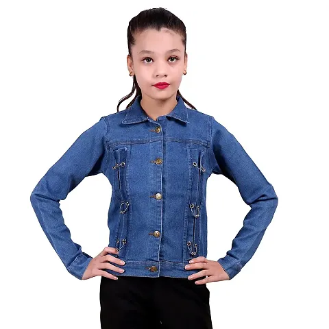 Girls Designer Embellished Denim Jacket Full Sleeve
