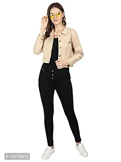 SHOWOFF Brown Relaxed Fit Crop Denim Jacket
