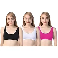 Dharma Production Women's Cotton Solid Wire Free Adjustable Lightweight Seamless Casual Wedding Bra - Pack of 3 (1221)-thumb4