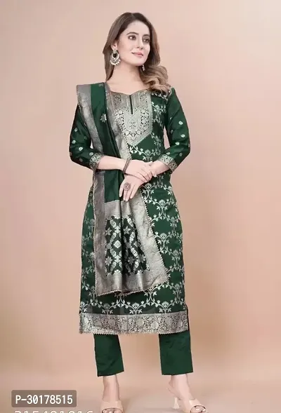 Jacquard Silk Suit Dress Material for Women-thumb0