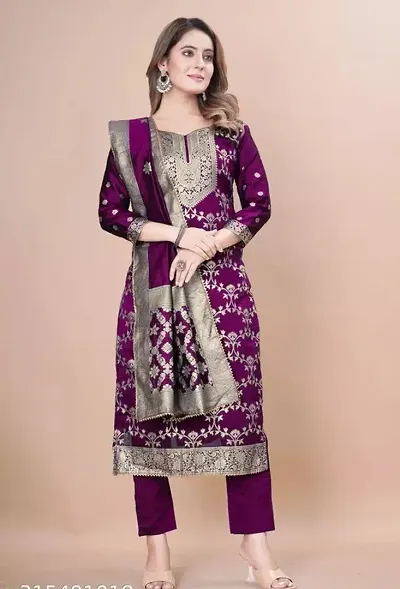 Jacquard Silk Suit Dress Material for Women