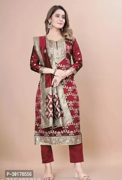 Jacquard Silk Suit Dress Material for Women