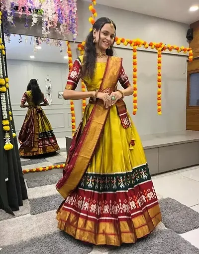 Fancy Art Silk Semi Stitched Lehenga Choli