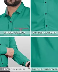 Stylish Green Cotton Blend Solid Long Sleeves Casual Shirt For Men-thumb3