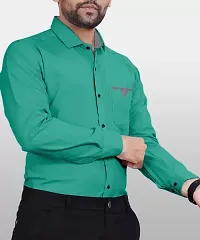 Stylish Green Cotton Blend Solid Long Sleeves Casual Shirt For Men-thumb2