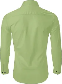 Stylish Light Green Cotton Blend Solid Long Sleeves Casual Shirt For Men-thumb2