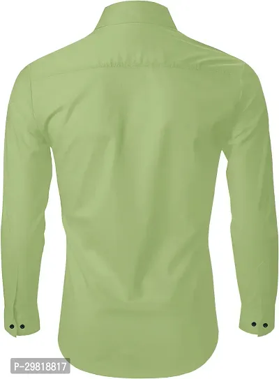 Stylish Light Green Cotton Blend Solid Long Sleeves Casual Shirt For Men-thumb3